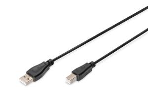 USB connection cable, type A - B M/M, 1m USB 2.0 suitable Black