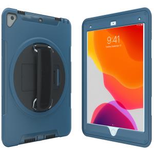 Protective Case W/ Built-in 360 Rotatable Grip Kickstand iPad Blue