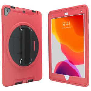 Protective Case W/ Built-in 360 Rotatable Grip Kickstand iPad Red