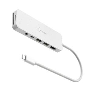 USB-c Multi-port Hub - 2x USB Type-a 1x USB-c 1x Sd 1x  microsd 1x Hdmi 1x 3.5 Combo With Power Delivery - White
