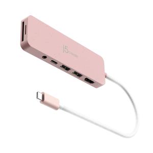 USB-c Multi-port Hub - 2x USB Type-a 1x USB-c 1x Sd 1x microsd 1x Hdmi 1x 3.5 Combo With Power Delivery - Rose